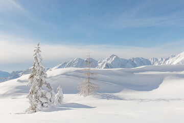 Mountain landscape after big snowfall