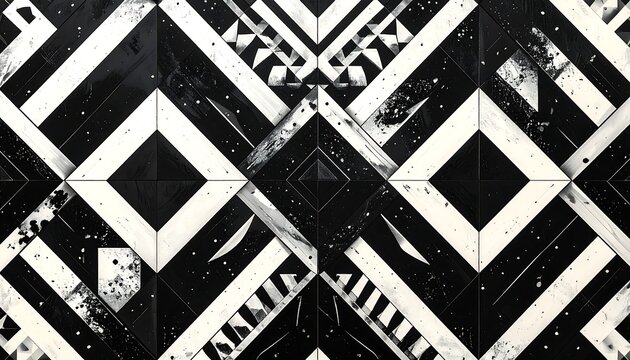 Black and white abstract geometric design - Powered by Adobe