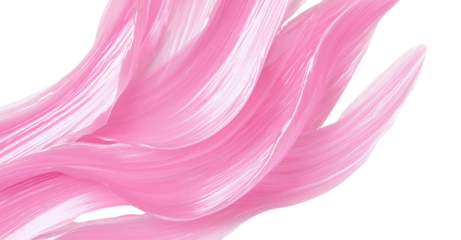 Abstract cosmetic texture in form of group of wavy swatches, pastel pink color. Isolated element with clear even edge on transparent background