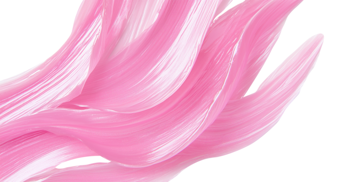 Abstract cosmetic texture in form of group of wavy swatches, pastel pink color. Isolated element with clear even edge on transparent background