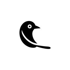 Fototapeta premium Minimalist Black Bird Icon with Round Eye and Tail