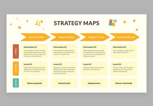 Strategy Map Infographic Vector with Cute Education Style for School Teachers