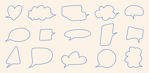 Obraz premium Speech Bubble Doodle Set, Talk Bubble, Hand Drawn Chat Boxes Vector Illustration Isolated on a Background, empty comic speech bubbles, message or communication icons