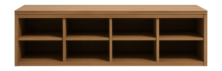 Fototapeta premium Hallway bench with shoe compartments for organized storage in family homes.