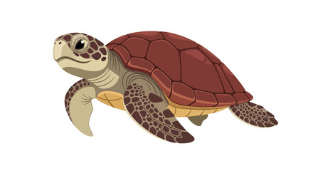 Naklejka premium Hand Drawn Illustration of a Sea Turtle Swimming Isolated on White Background