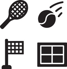 Tennis icons silhouette