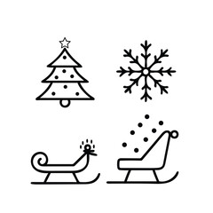 Fototapeta premium Christmas icons silhouette isolated on white background