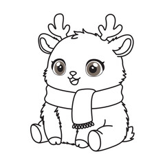 Cute Cartoon Reindeer with Scarf Vector Illustration