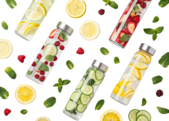 Infused Detox Water Bottles with Lemon, Cucumber and Berries