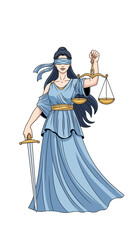 Fototapeta premium Lady Justice Blindfolded Holding Sword and Scales.