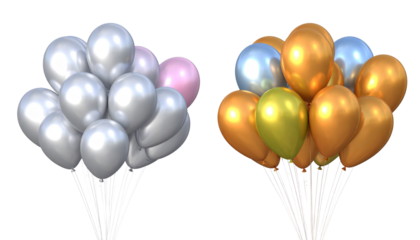 Pair of Luxury Balloons with Different Angles and Arrangements, isolated on transparent background