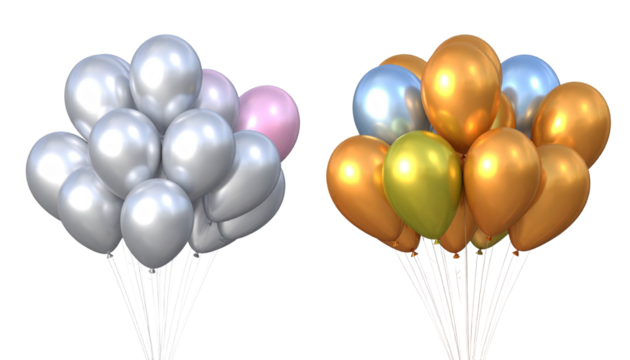Pair of Luxury Balloons with Different Angles and Arrangements, isolated on transparent background - Powered by Adobe