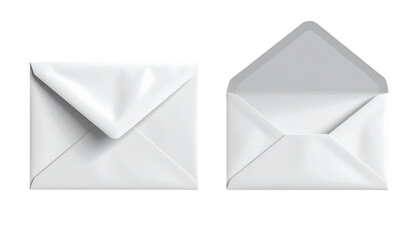  Top-Down and Angled Views of White Envelopes, isolated on transparent background