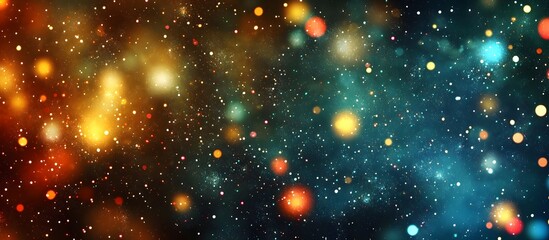 Fototapeta premium dark blurred Christmas lights background with happy holiday party glow and warm flare