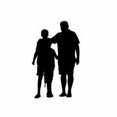 Grief counselor silhouette supporting bereaved family isolated on white background