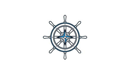 Obraz premium Nautical Ship Wheel Compass Icon.