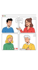 Online Meeting with Diverse Participants Discussing Ideas.