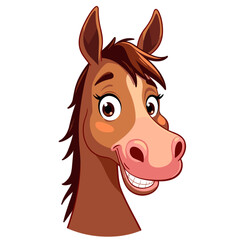 Cartoon horse with a happy expression and friendly smile  