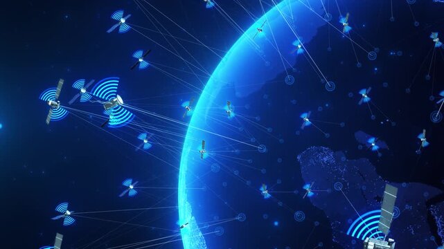 Global communication technology and BeiDou GPS earth navigation satellite(produced by AE,not AI-generated)