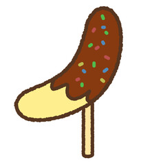 手書き風のアイコン　チョコバナナ