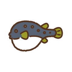 手書き風のアイコン　フグ