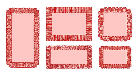 Elegant Red Frame Borders Ornamental Rectangular Dividers for Invitations and Design Projects