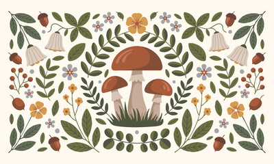 Floral Seamless Autumn Pattern Minimal Flat Vector illustration, textile pattern, textile prints, easily editable.