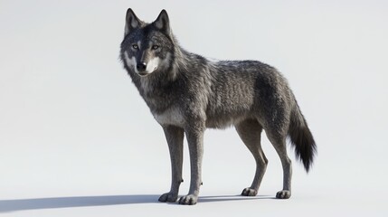 Obraz premium Grey wolf posing, studio, white background, wildlife