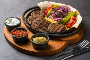 Turkish meatball traditional kofte. Spicy meatballs Kebab or Kebap