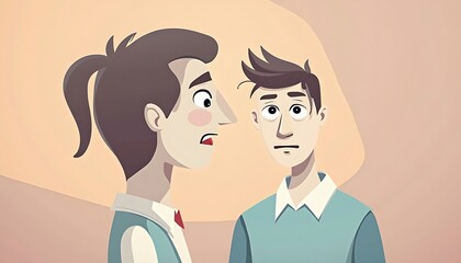 Two Cartoon Men Expressing Surprise and Concern in a Simple Illustration