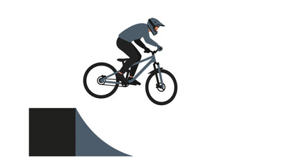 Obraz premium Mountain Biker Jumping Ramp Extreme Sport Illustration