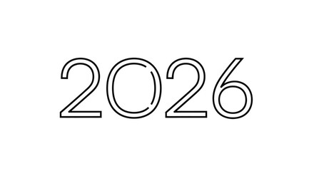 Minimalist Outline of the Year 2026 in a Simple and Clean Line Art Design