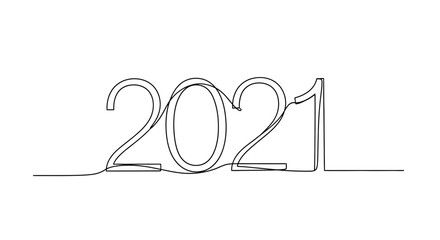 Minimalist Line Art 2021 Year Symbol in Continuous Contour Design - Modern Digital Graphic