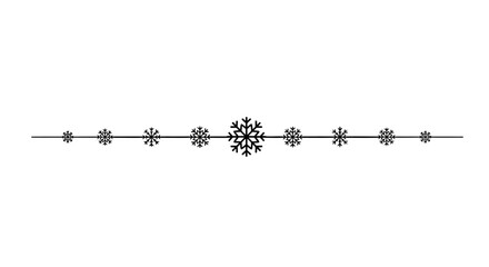 Minimalist snowflake vector divider line in black and white, white background © gita