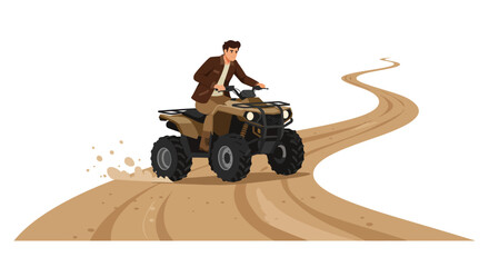 Man on an ATV Exploring a Sandy Path Adventure © dhorido studio