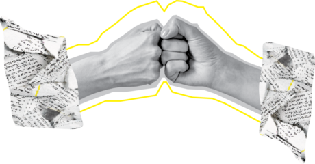 men-hands-fist-bump art collage