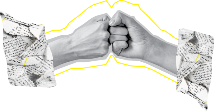 men-hands-fist-bump art collage