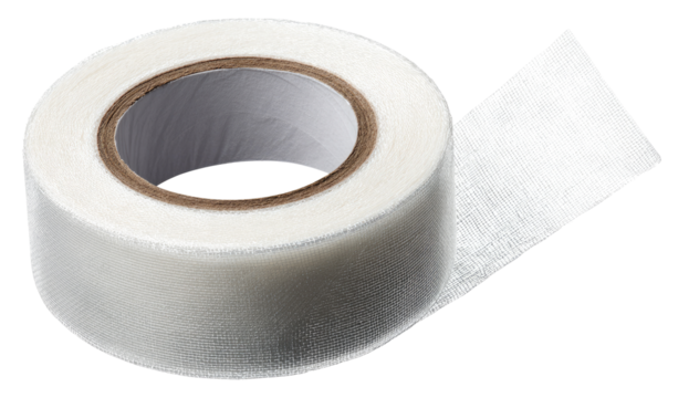 Rolled, white adhesive tape