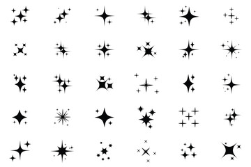 Twinkling stars sparkles, stars and bursts icon.  Glowing light effect, twinkle templates stars and bursts, shiny flash. Christmas vector symbols isolated. Stars sparkle doodles vector illustration.