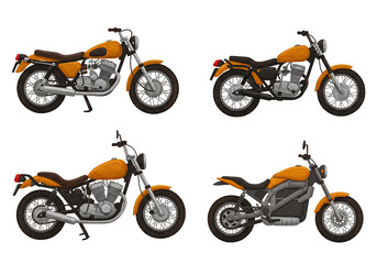 Obraz premium Diverse Collection of Orange Motorcycle Illustrations A Detailed Array of Classic, Retro, and Modern Two-Wheeled Vehicles for Automotive Design and Transportation Concepts