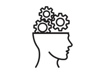 Gears in head line art vector