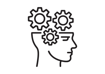 Gears in head line art vector