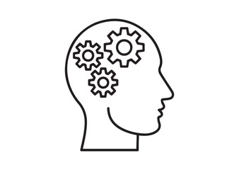 Gears in head line art vector