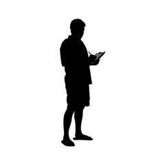 Psychologist observing patient during therapy session silhouette isolated on white background