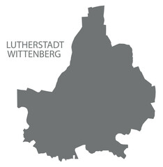 Lutherstadt Wittenberg city map with boroughs grey illustration silhouette shape