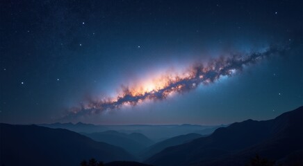 Milky in the sky with a mountain range in the background