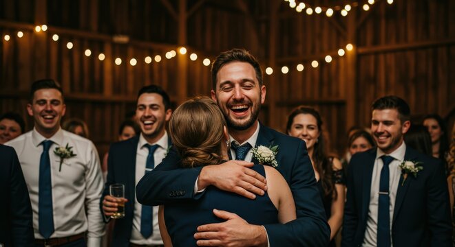 Joyful Groom's Embrace