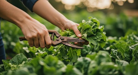 Harvesting Fresh Lettuce