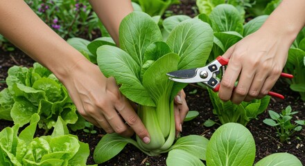 Harvesting Bok Choy