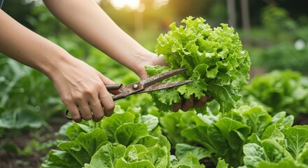 Harvesting Fresh Lettuce